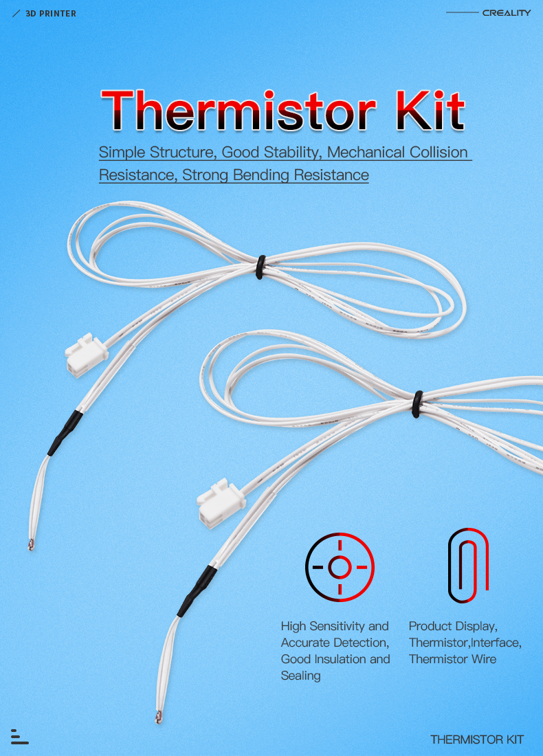 Dây cảm biến nhiệt độ ntc 100k 3950 thermistor dài 1500mm cho máy in 3d