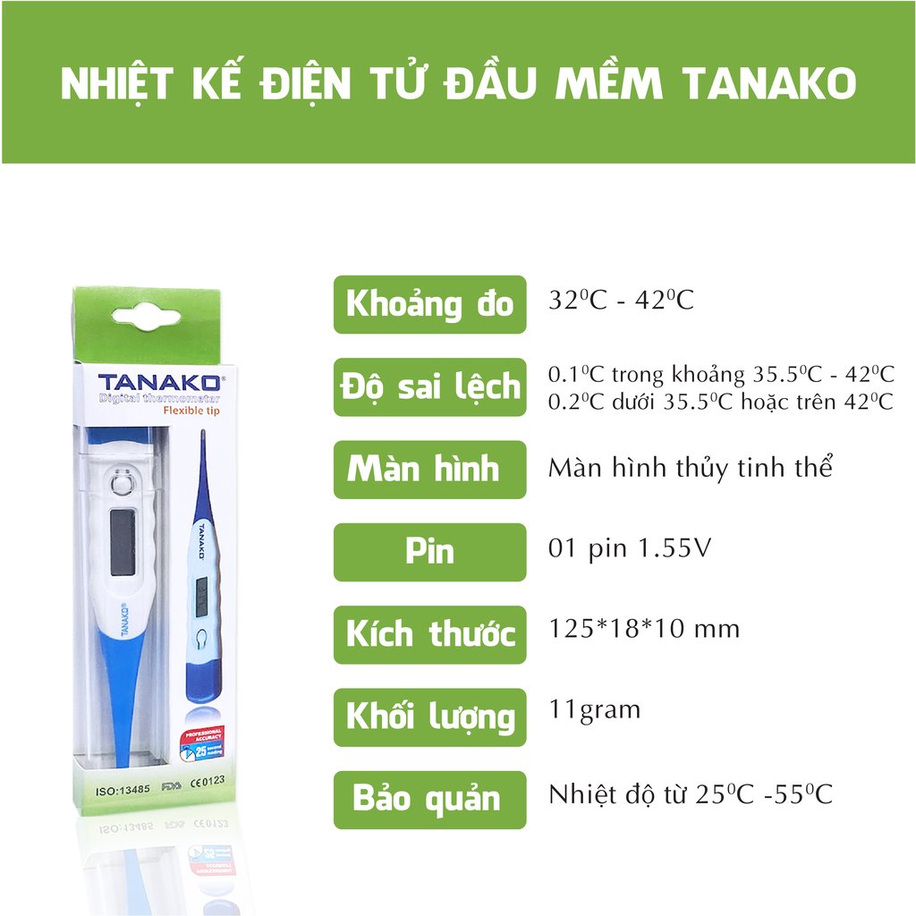 Nhiệt kế điện tử đầu cứng / đầu mềm đo nhiệt độ thân nhiệt cho cơ thể trẻ em, người lớn, đo nhiệt độ nước, sữa cho bé - Công nghệ Nhật bản - Tanako [Panso Store]