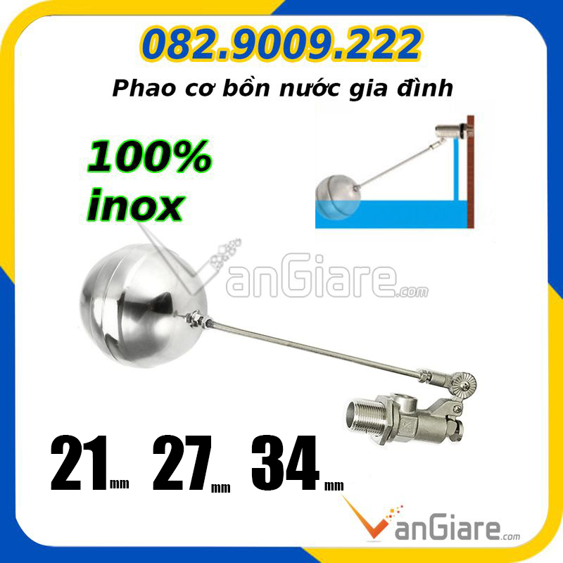 [Loại tốt] Phao cơ inox bồn nước gia đình phi 21 27 34
