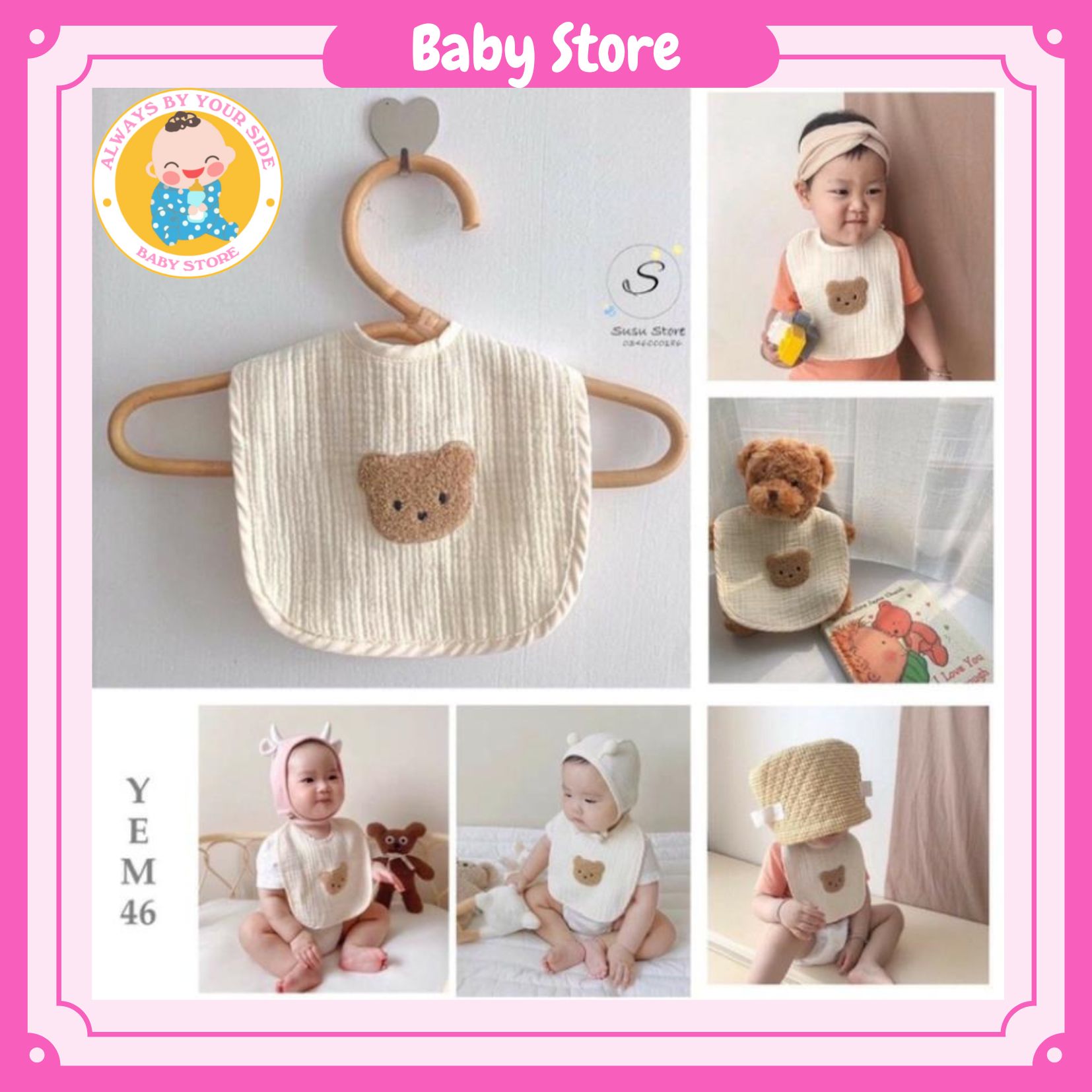 Yếm quàng cổ cho bé organic 100% sợi bông cotton hữu cơ tự nhiên