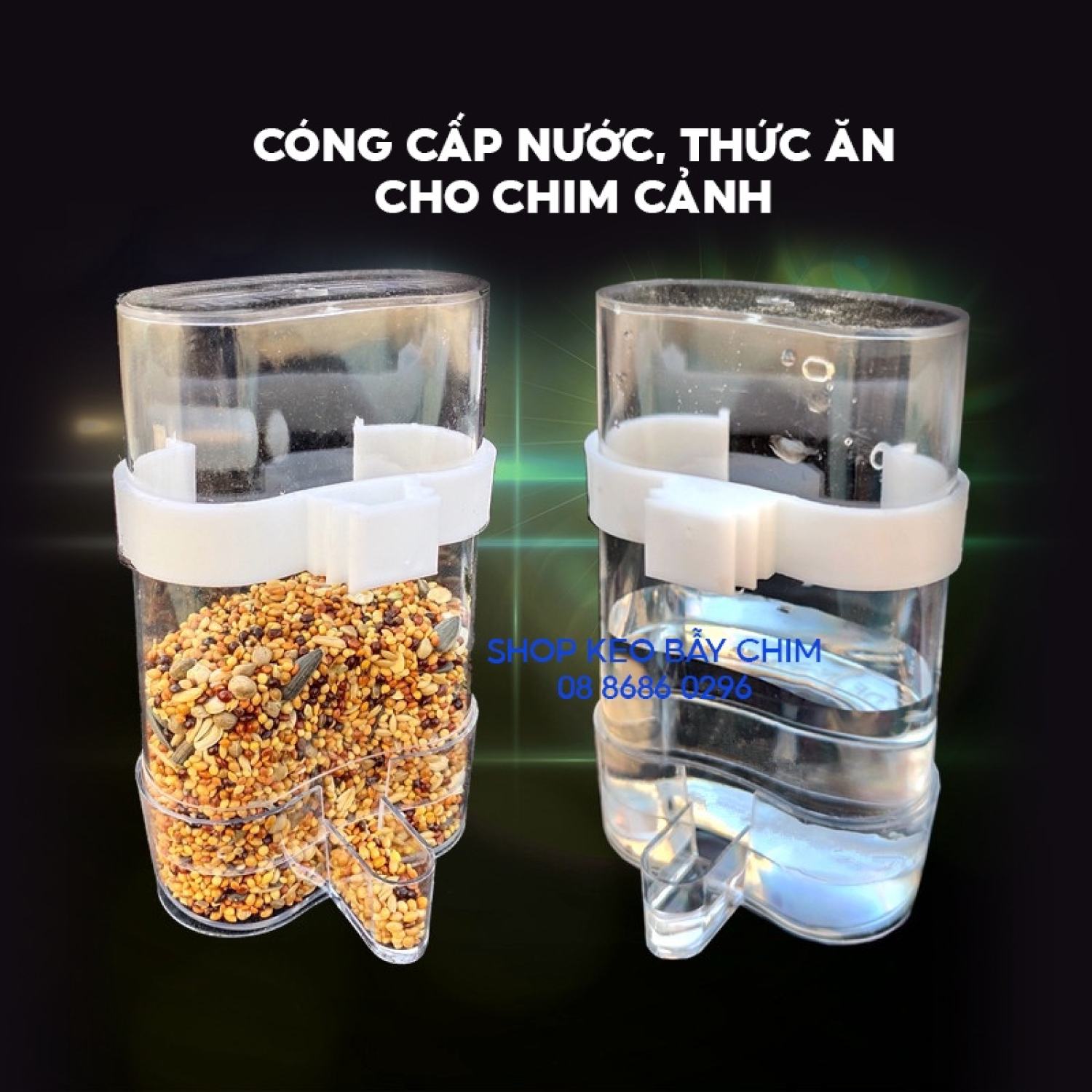 Cóng ăn, cóng nước tự động cho chim các loại, bình uống nước cho chim 7x3x13