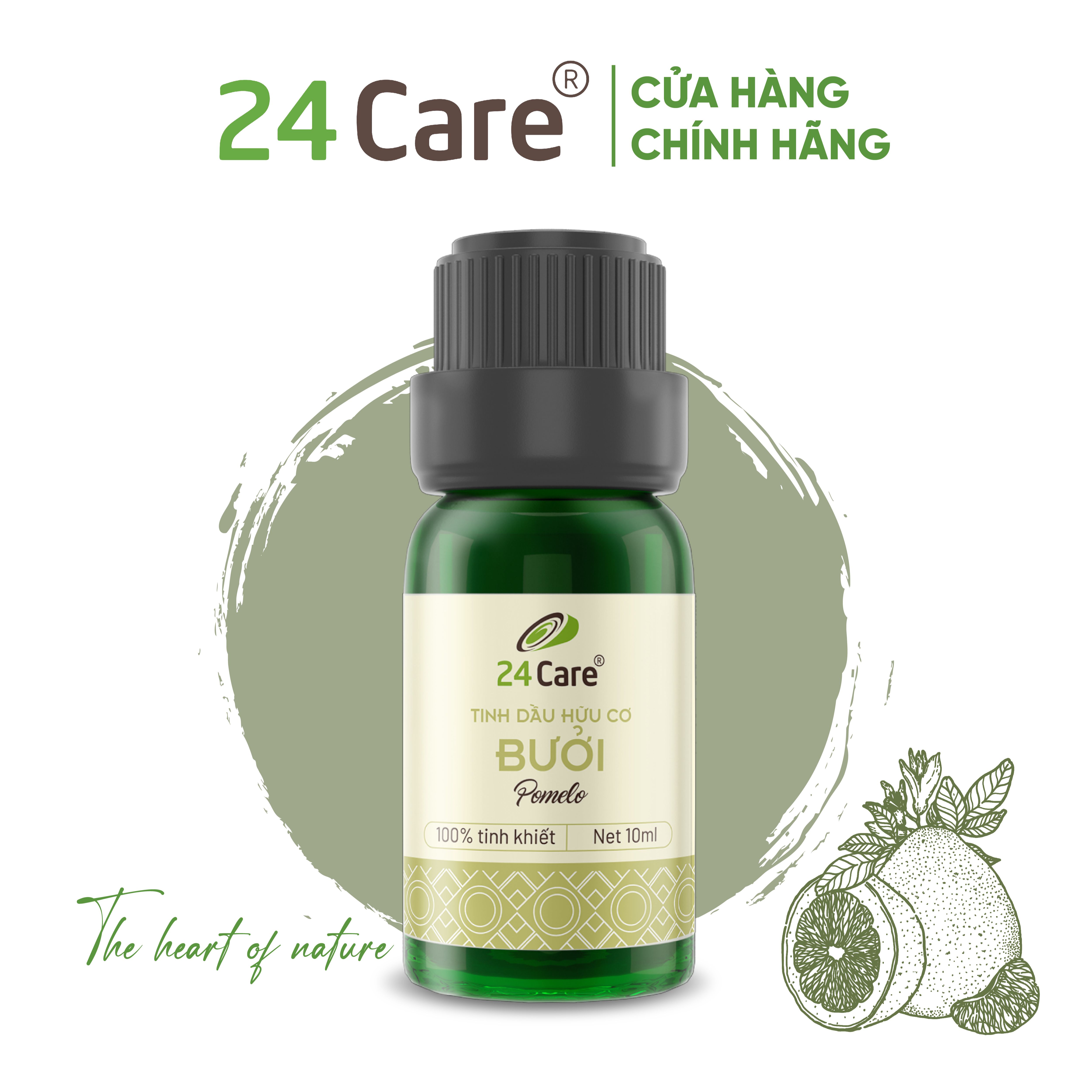 Tinh dầu Bưởi VN 24Care 10ML/100ML - Xông phòng, Chăm sóc da và tóc, Thư giãn