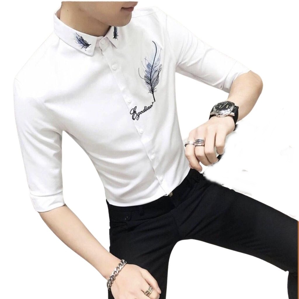 ÁO SƠ MI NAM CAO CẤP THÊU LÔNG VŨ JK 012 TSMON