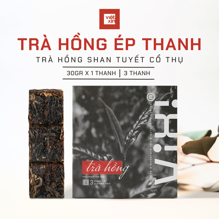 Vixi - Trà hồng shan tuyết cổ thụ - Ép thanh 30gr x 3 thanh - 90gr/hộp