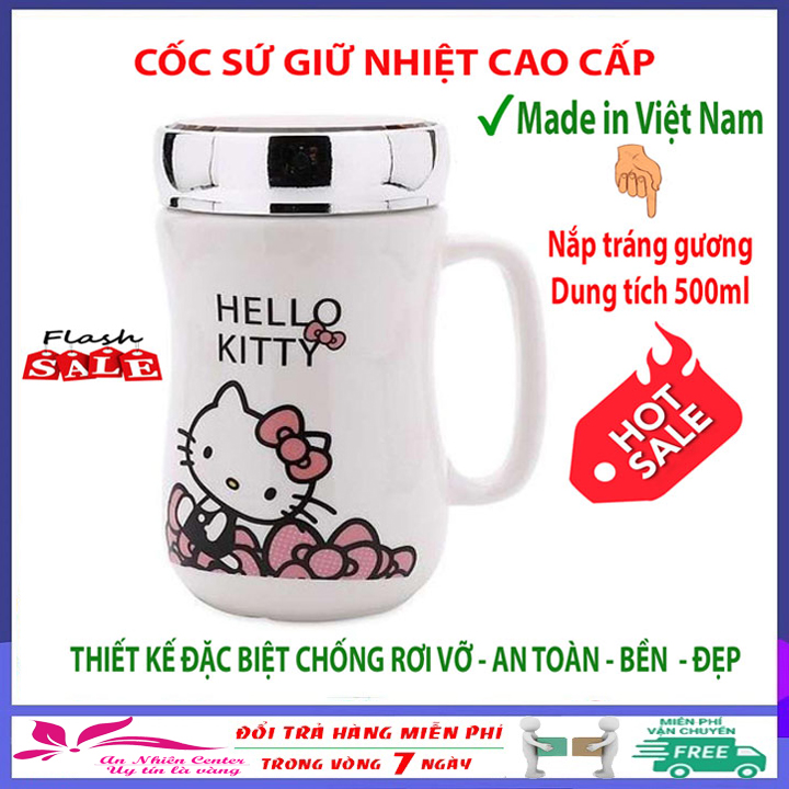 Ly giữ nhiệt nắp gương Nhiều hình - Ly Sứ
