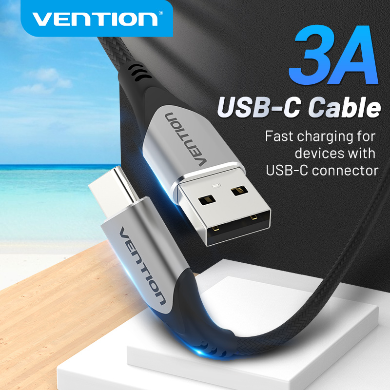 【COD】Vention Cáp sạc USB loại C Sạc nhanh nhanh chóng Dây dữ liệu USB C cho Samsung S10 S9 A11 Xiaomi Redmi note 8 pro Huawei Mate 20 30 pro P40 iPad Air 4 Nintendo Switch 3A Cáp USB to Type-C