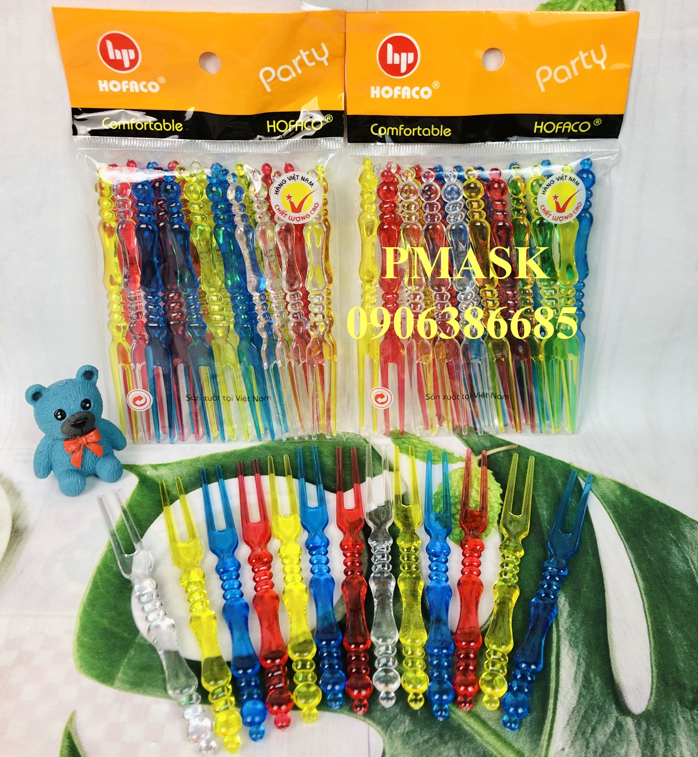 Nĩa nhựa nhỏ gọn tiện lợi 24 cái – Nĩa chuỗi HPB42 – Nĩa ghim thức ăn bằng nhựa cao cấp Hofaco