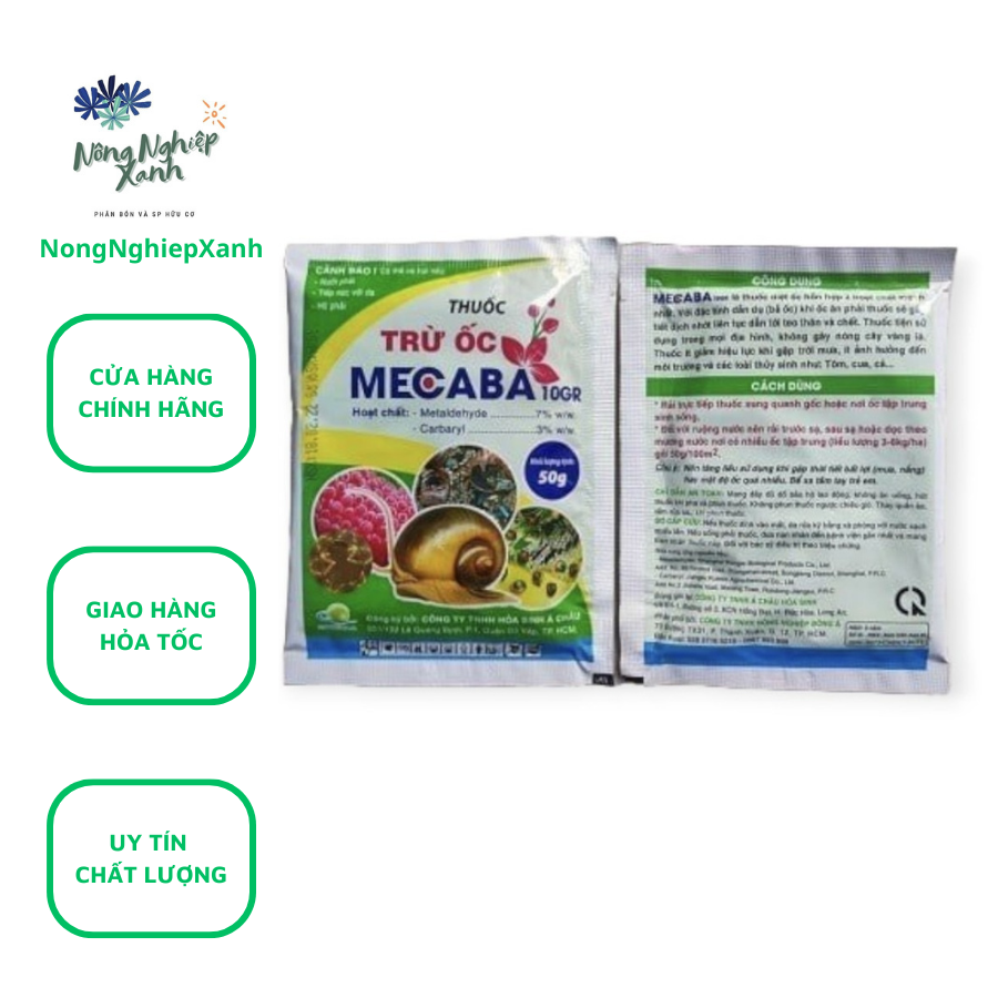 Thuốc trừ ốc mecaba , bã mồi diệt ốc mecaba, thuốc trừ ốc gây hại cho cây trồng gói 50gr