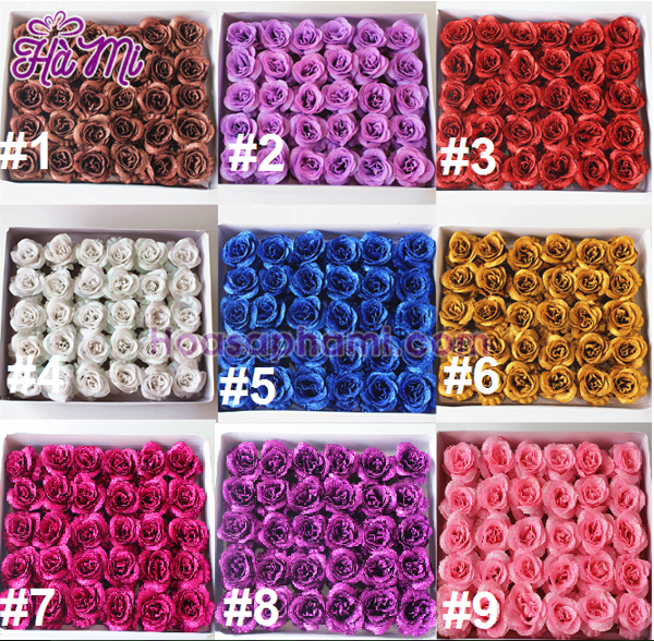 Hộp 30 bông Hoa hồng SÁP NHŨ KIM TUYẾN có nhiều màu