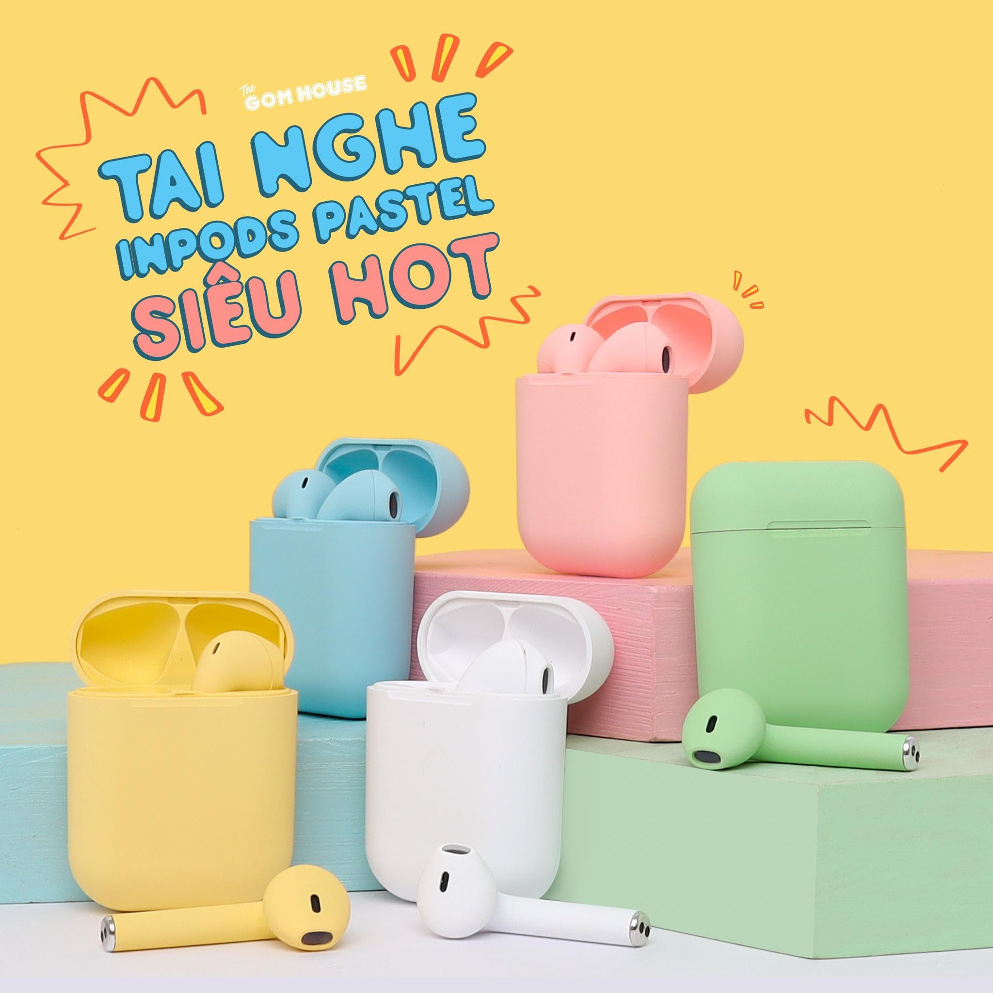[HCM]Tai nghe bluetooth không dây i12 Inpods 12TWS Bluetooth V5.0 Cùng Cảm ứng vân tay âm thanh cực chuẩn