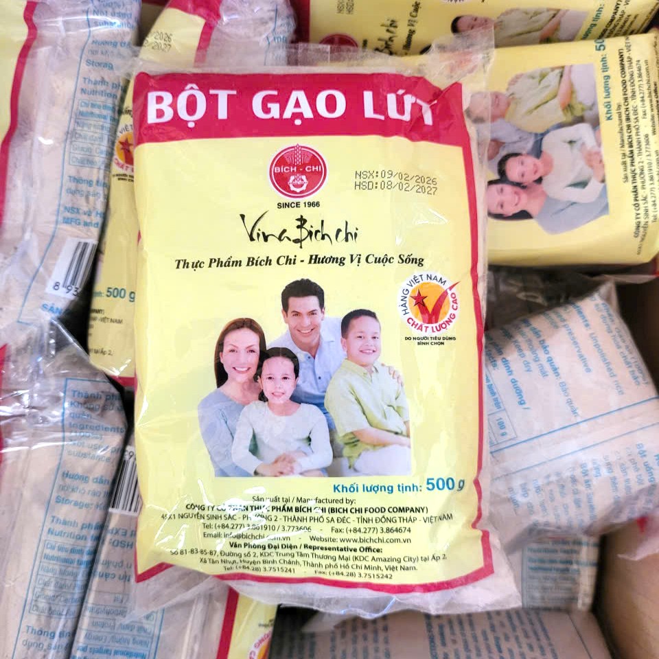 SET 10 GÓI X 500gr - BỘT GẠO LỨT NGUYÊN CHẤT BÍCH CHI Original Unpolished Rice