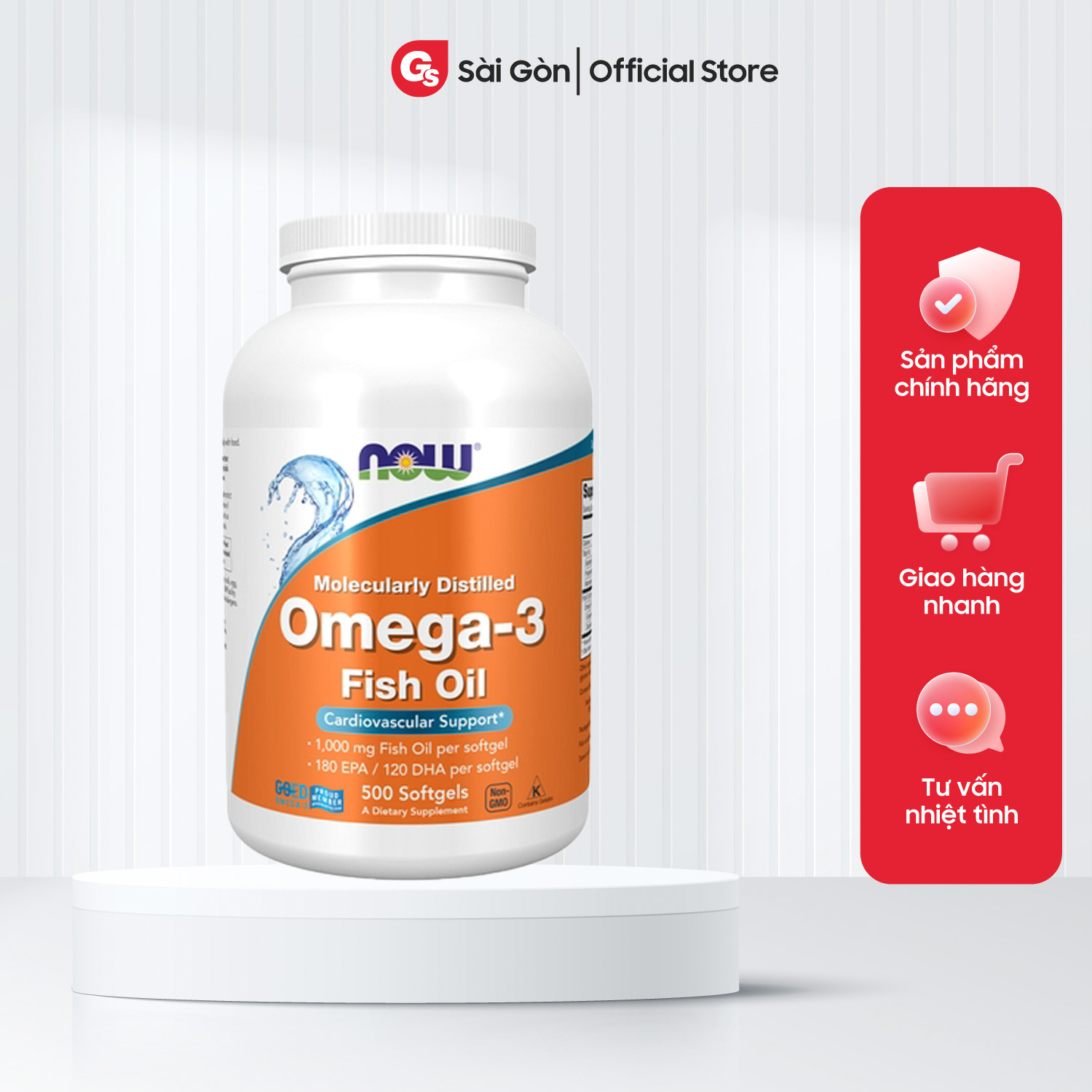 Viên uống dầu cá Now Omega 3 1000Mg Fish Oil - Làm đẹp da, tăng cường sức khỏe, thị lực nhập khẩu Mỹ - Gymstore