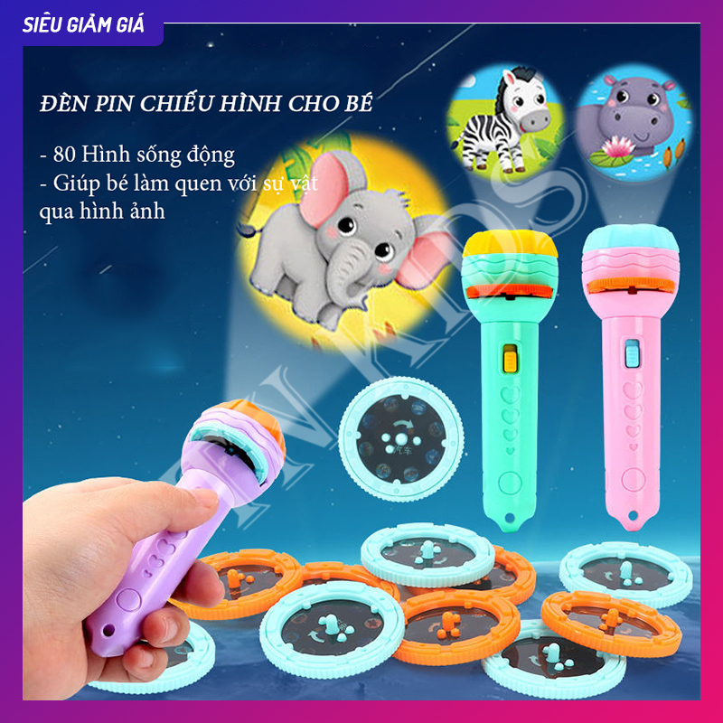 Đồ chơi Đèn pin chiếu hình cho bé 80 hình chiếu giúp bé thoả sức học hỏi khám phá