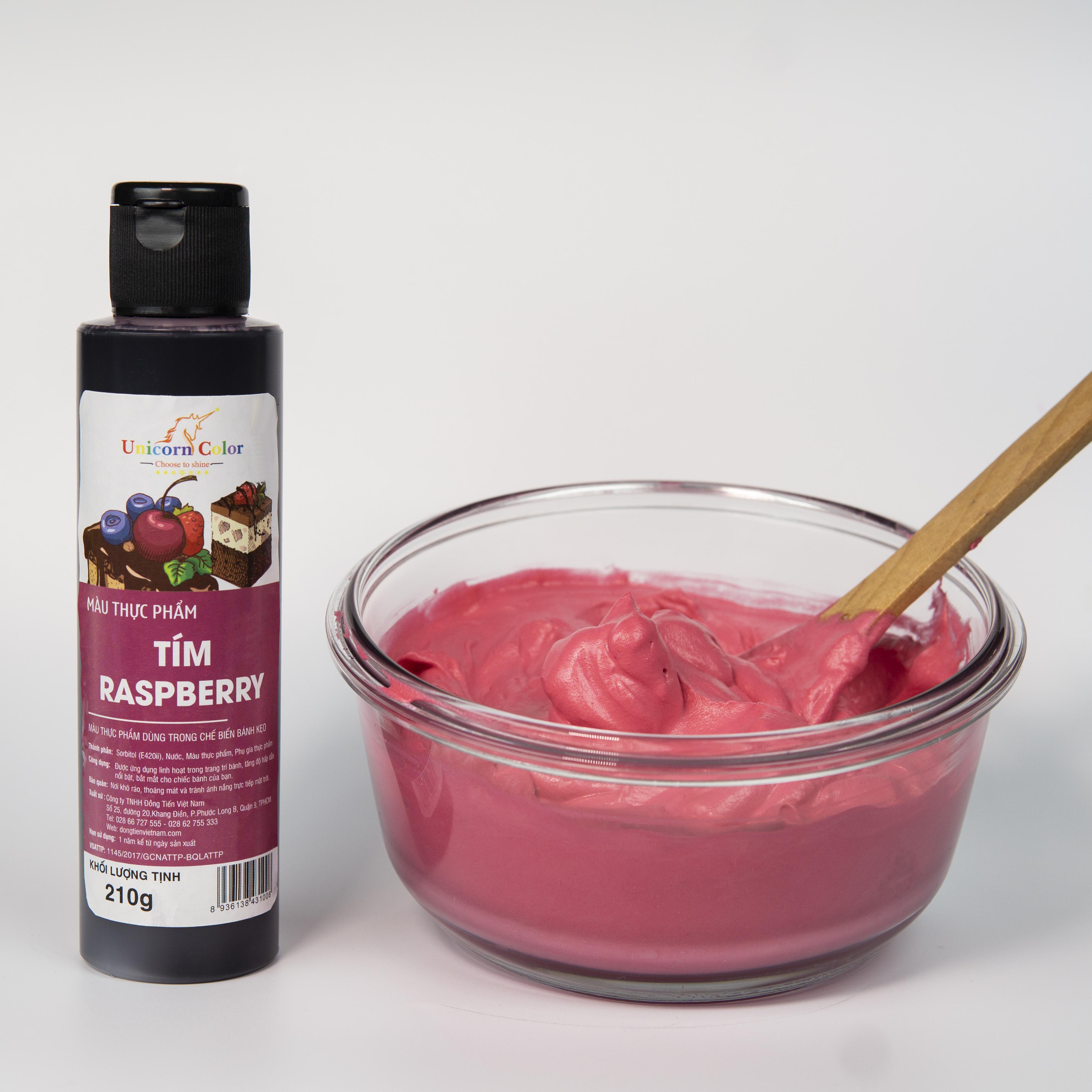 Màu thực phẩm Siro UNICORN  Không đắng - Màu tím Raspberry A18 lọ 210gr - Chuyên dụng trong bánh kem, bánh kẹo, món ăn, đồ uống... đạt đạt tiêu chuẩn ISO22000:2018