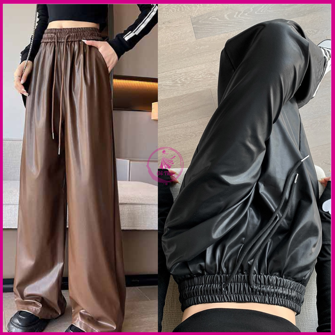 Quần Da nâu đen dài lưng cao ống rộng kiểu dáng thời trang dành cho Nam Nữ - Quần Dài Mẫu Mới XỊn Tốt HOÀN TIỀN 20% - Quần Suông Ống Rộng Nữ Kiểu Mới Hottrend quần dài jean nữ, quần dài nữ - Đỗ Thiện Unisex 01