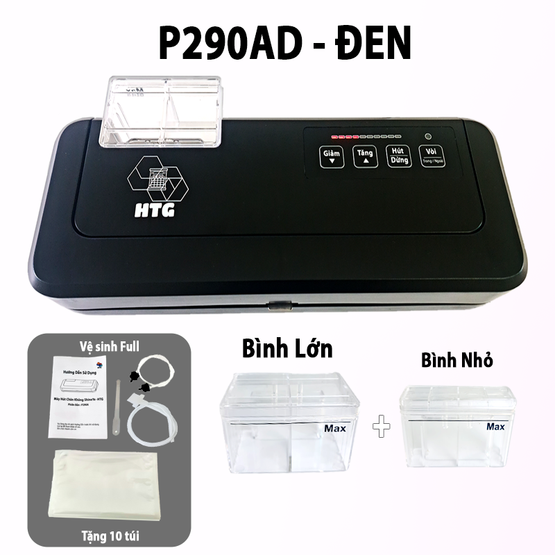 Máy hút chân không thực phẩm không kén túi P280AD, P290AD, P290BD phiên bản nâng cấp bình lớn, hút đồ ướt, vệ sinh tiện lợi, đặc biệt nâng cấp chức năng thổi phồng bảo quản đồ giòn, đồ dễ nát