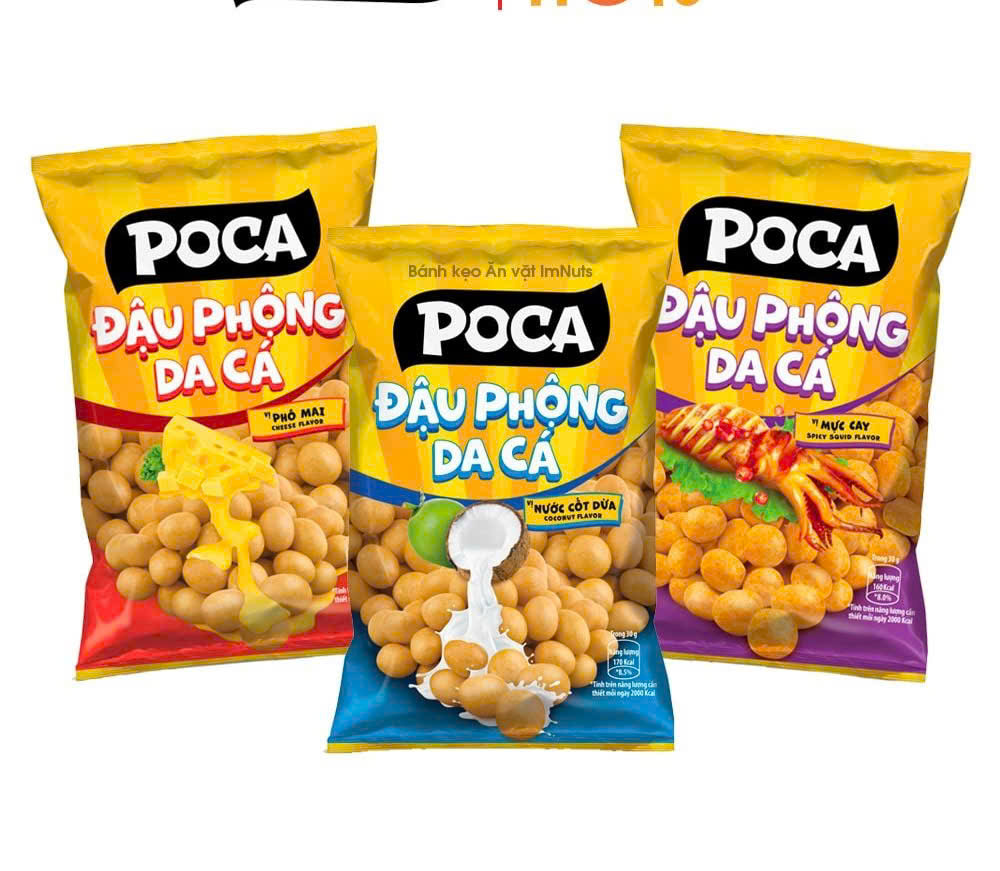 Box of 80 Packs of Poca Fish Skin Peanuts 28g in All Flavors
