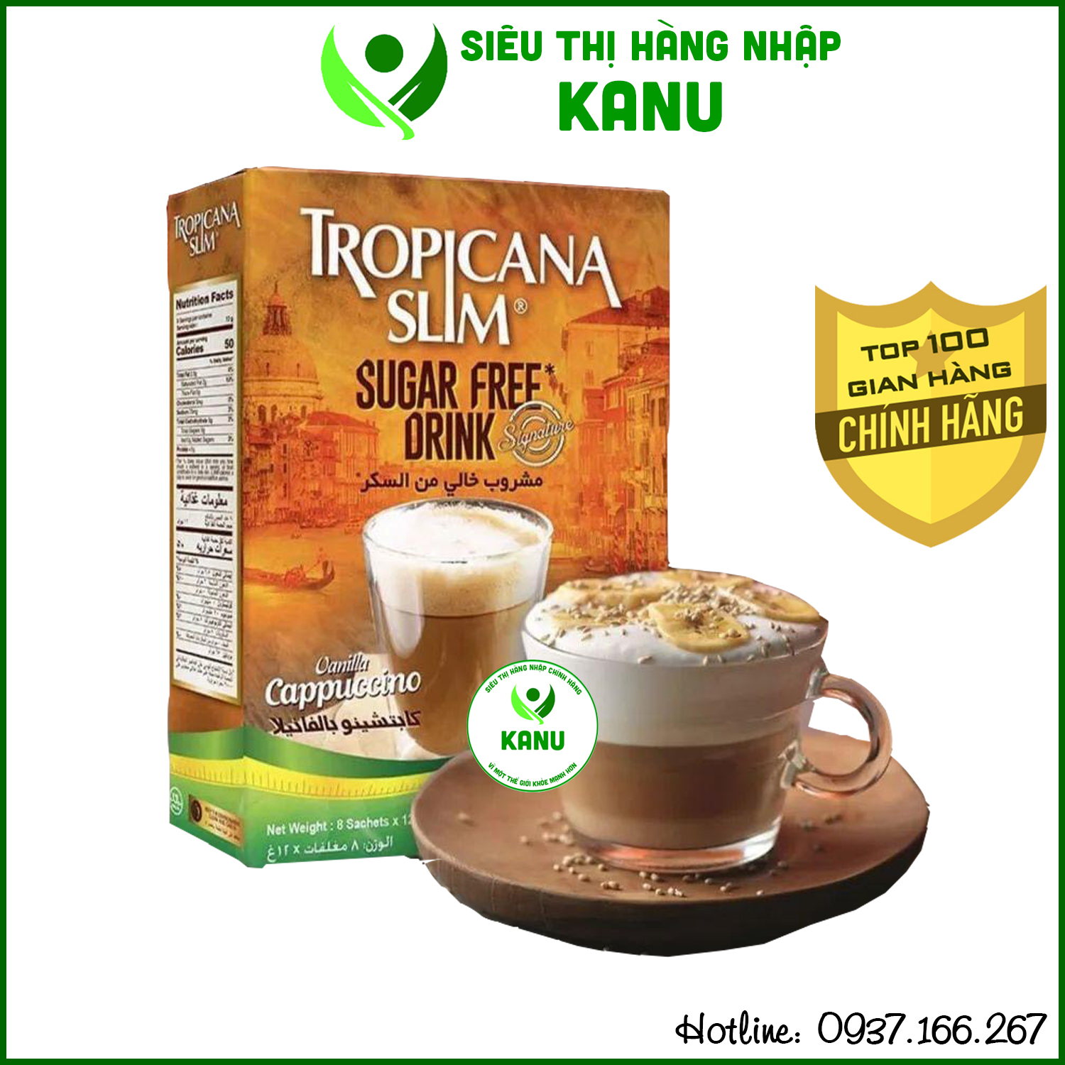 Cà phê ăn kiêng không đường sugar free Tropicana Slim - cafe phù hợp cho người ăn kiêng, tiểu đường