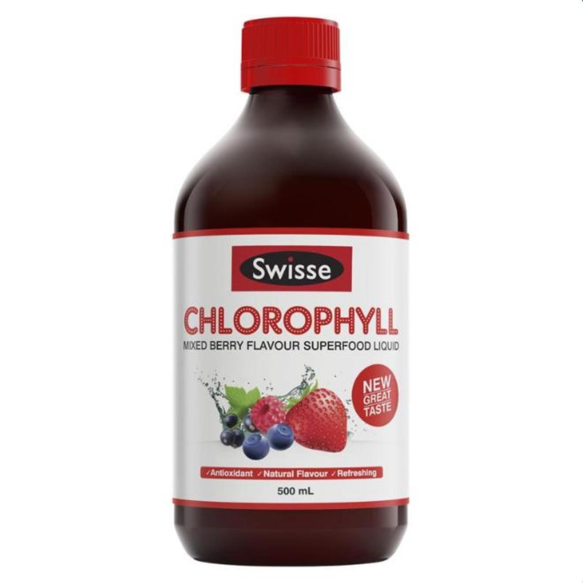Nước diệp lục hỗ trợ thanh lọc, thải độc cơ thể swisse chlorophyll mixed berry flavour liquid (500ml) - quatangme