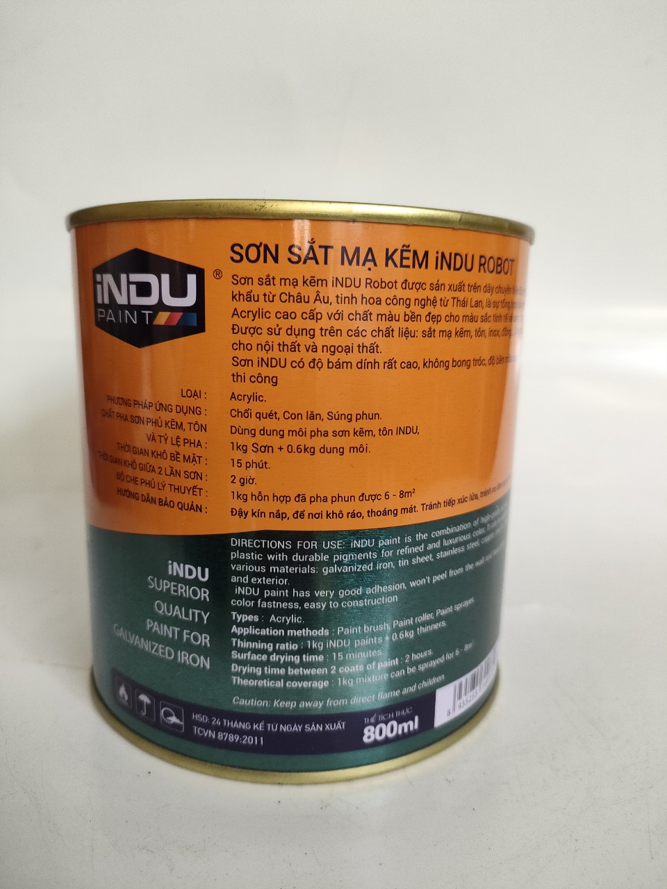 SƠN SẮT MẠ KẼM INDU Z10 MÀU ĐỎ LON 800ML