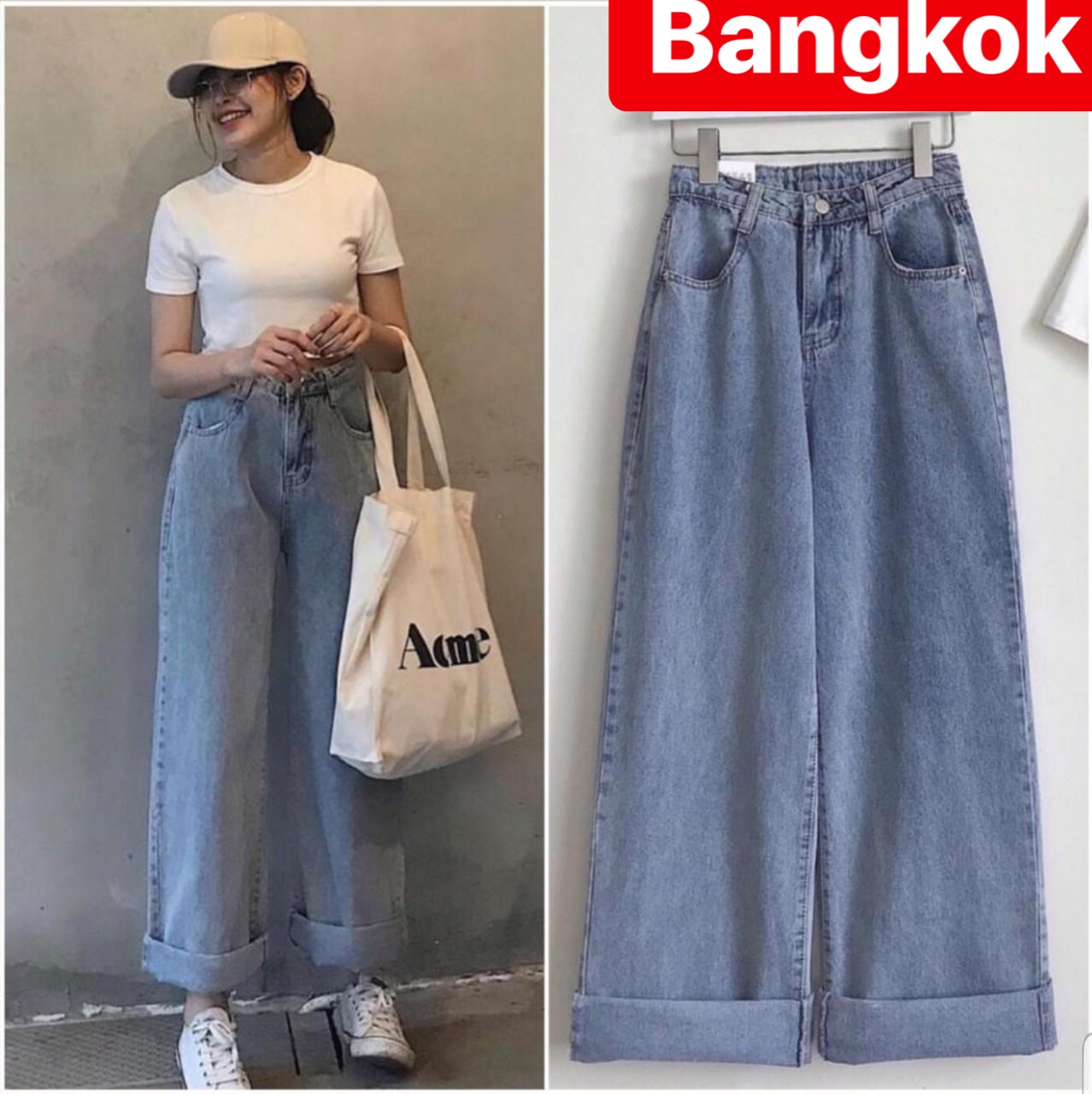 QUẦN JEAN BAGGY NỮ CHẤT BÒ XANH ỐNG RỘNG LƯNG CAO NÂNG MÔNG NHẬT BẢN BK 20 - TÝ GOLD 2020