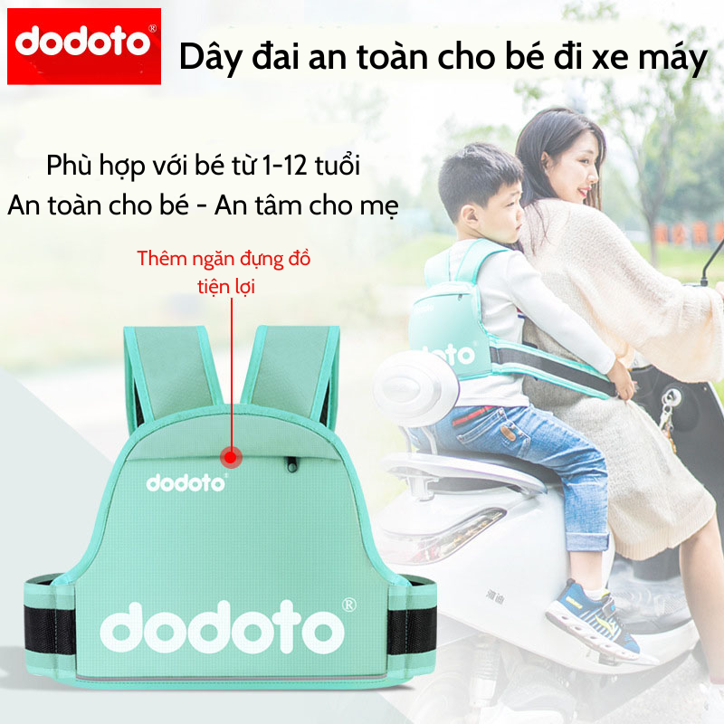 Đai đi xe máy cho bé từ 1-12 tuổi dodoto, địu ngồi xe máy cho bé chống ngã, đai ngồi xe máy đeo vai, thắt lưng, đai ngực
