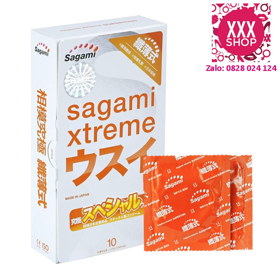Bao cao su Sagami Xtreme Superthin 0.03mm cực siêu mỏng - Hộp 10 cái