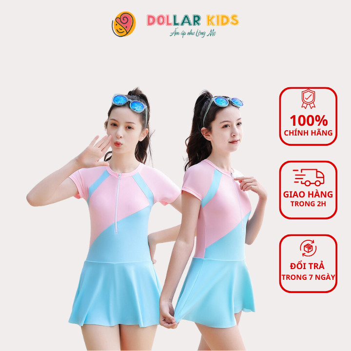 Đồ bơi bé gái liền thân size 10-52kg chất xịn, bikini bé gái liền thân có quần bảo hộ Hãng DOLLARKIDS