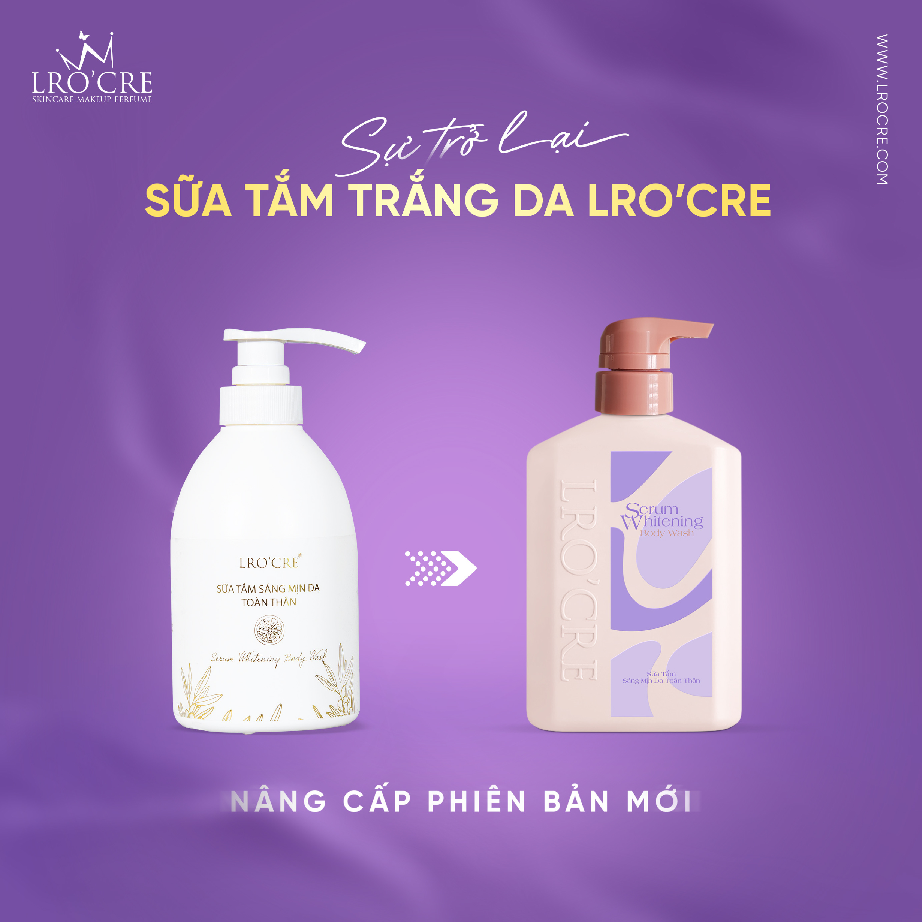 Sữa tắm sáng mịn da lro'cre/ serum whitening body wash/ 400g