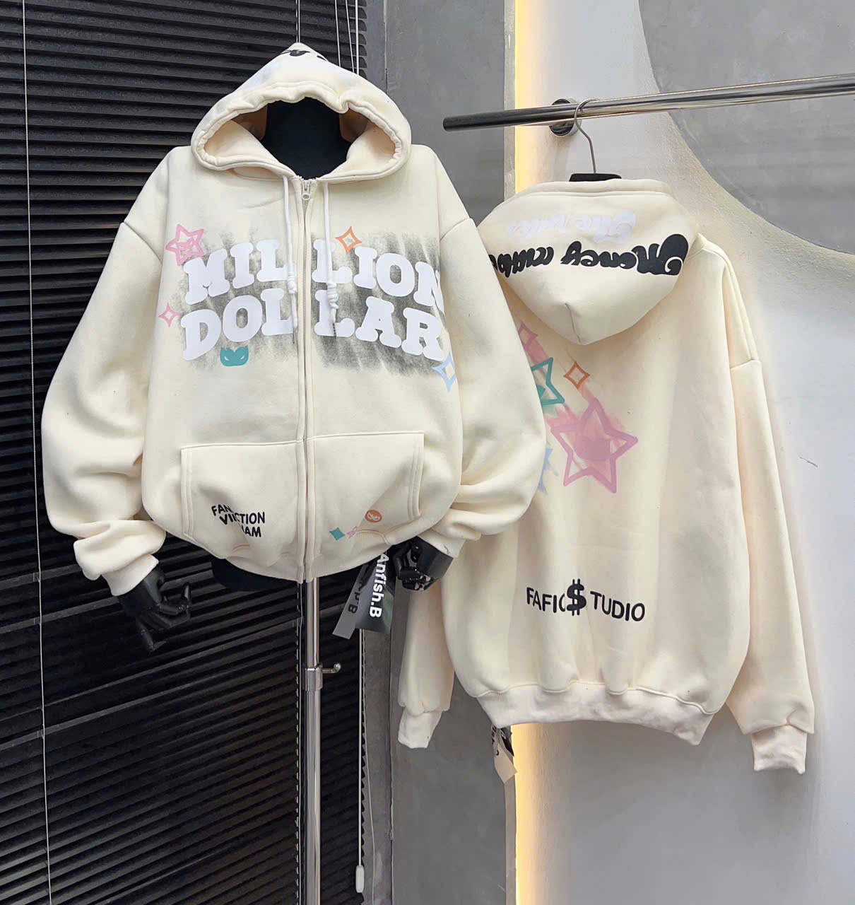 Áo Khoác Hoodies Nỉ Bông BOXY Million Dolar Có Khoá Kéo 2 chiều nam nữ quảng châu form to cực hot TP983