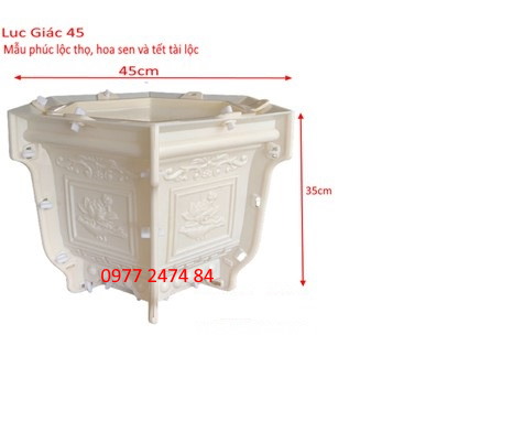 Khuôn chậu cảnh ABS lục giác 45 cm.