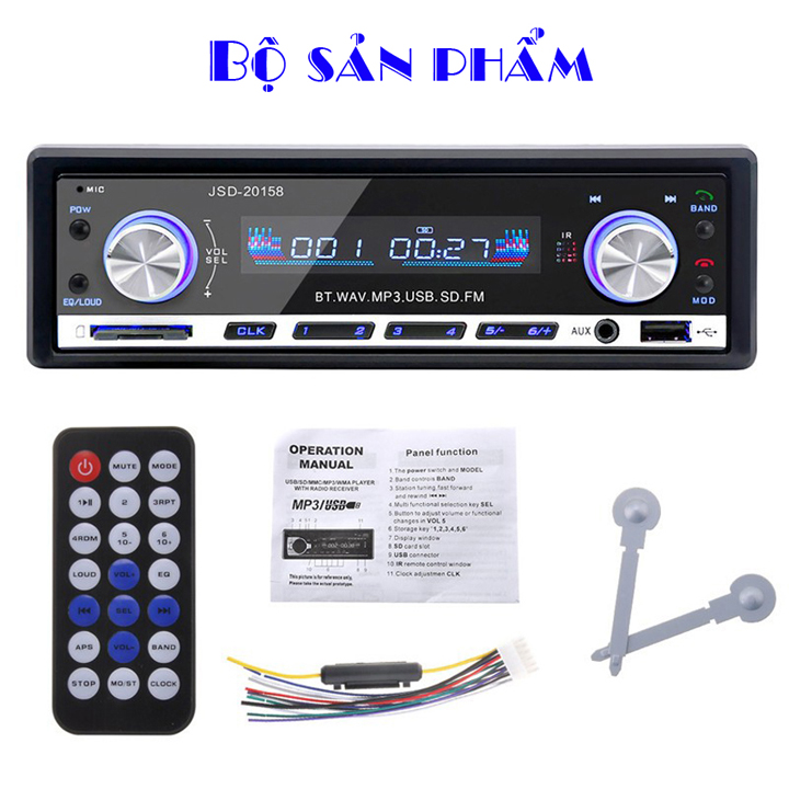Máy nghe nhạc 24V cho xe tải Bluetooth kiềm đài FM 20158- Mẫu 24V
