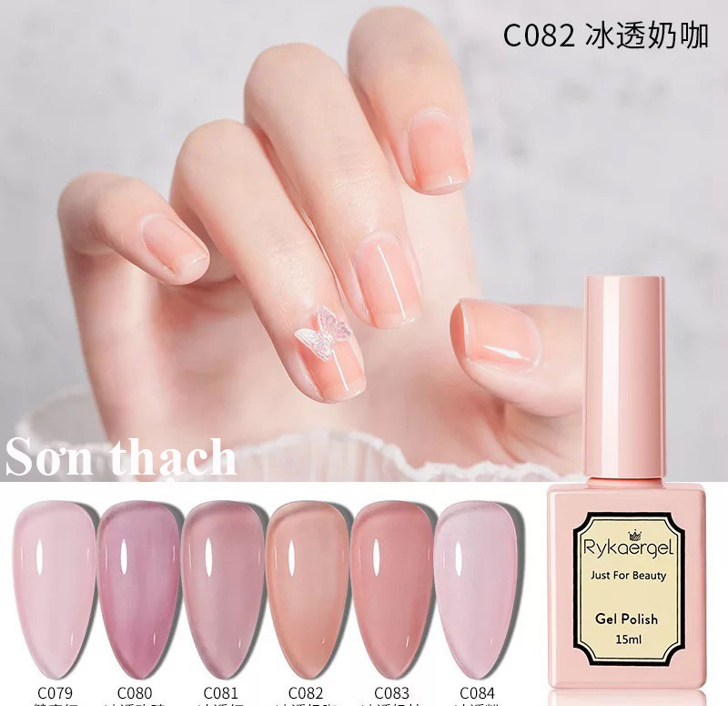 Set Sơn gel Thạch Ry gồm 6 màu chai 15ml trang trí móng làm nail mi spa shop nailart