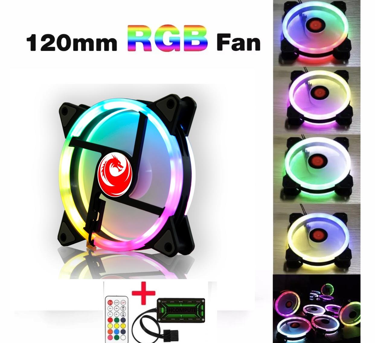 [HCM]Bộ 1 Fan case RED DRAGON V8/2018 Led RGB Dual Ring 16 Triệu màu 366 hiệu ứng - Kèm Hub Và Điều Khiển