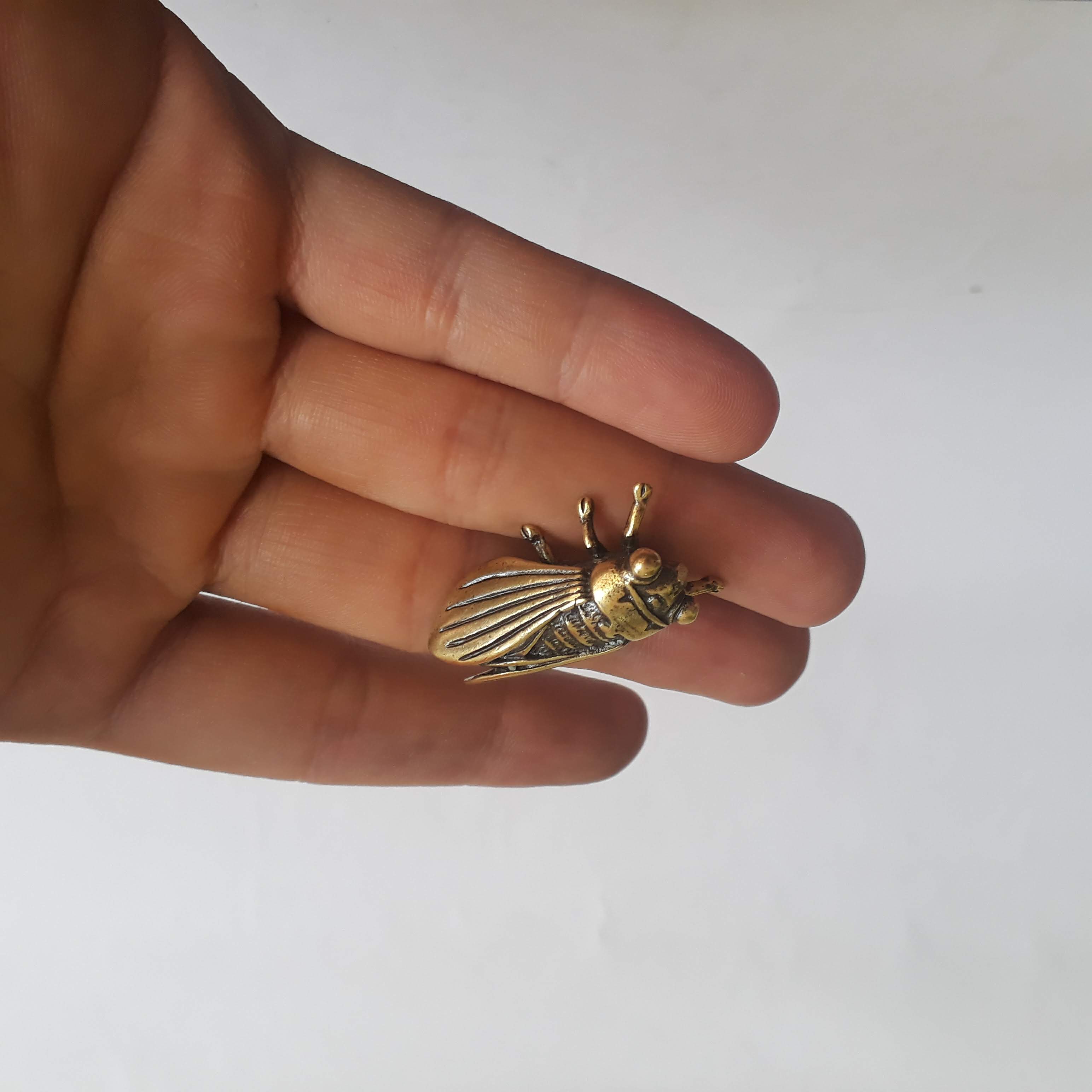 Ve sầu bằng đồng làm phụ kiện tiểu cảnh, phụ kiện bàn trà, trang trí bonsai, trang trí bàn làm việc, làm quà tặng