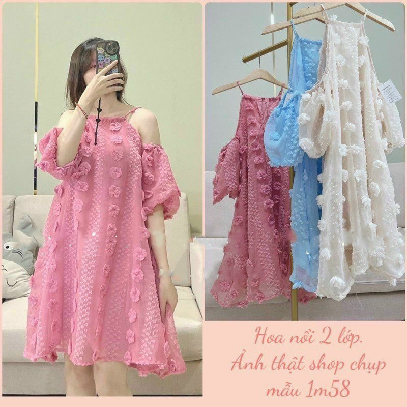 [MỚI] ĐẦM VÁY CỔ YẾM TRỄ VAI PHỐI BÈO TAY DỄ MẶC CỰC XINH XẮN