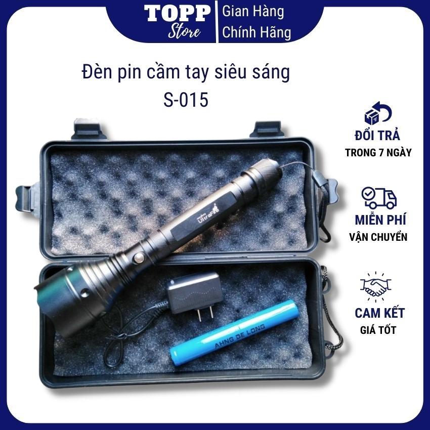Đèn pin cầm tay, đèn pin siêu sáng, đèn pin mini siêu sáng, đèn pin cầm tay siêu sáng có sạc, đèn pin cầm tay công suất lớn S-015 - Bảo hành 1 tháng