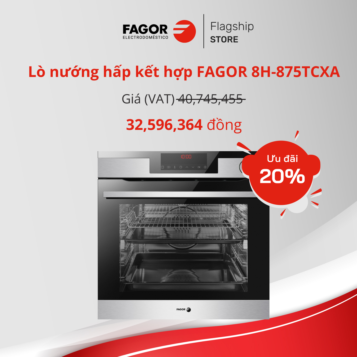 Lò nướng hấp kết hợp x-class fagor 8h-875tcxa