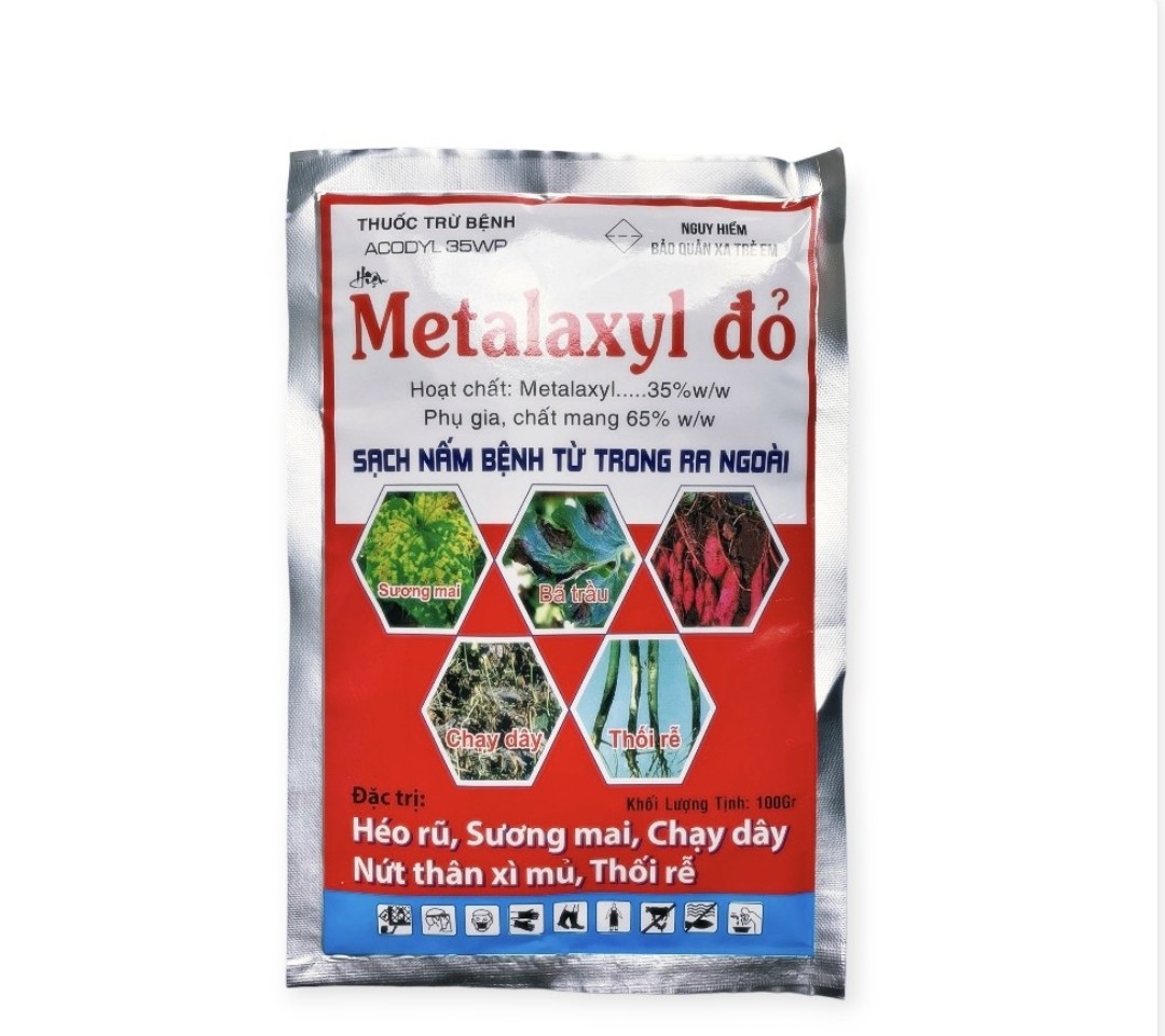 THUỐC TRỪ BỆNH ACODYL 35WP METALAXYL ĐỎ SẠCH NẤM BỆNH TỪ TRONG RA NGOÀI Gói 100gr