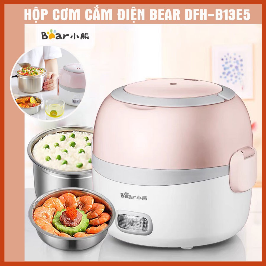 Hộp cơm cắm điện Bear DFH-B13E5, nấu chín, hâm nóng, giữ nhiệt cho thức ăn HÀNG CÓ SẴN