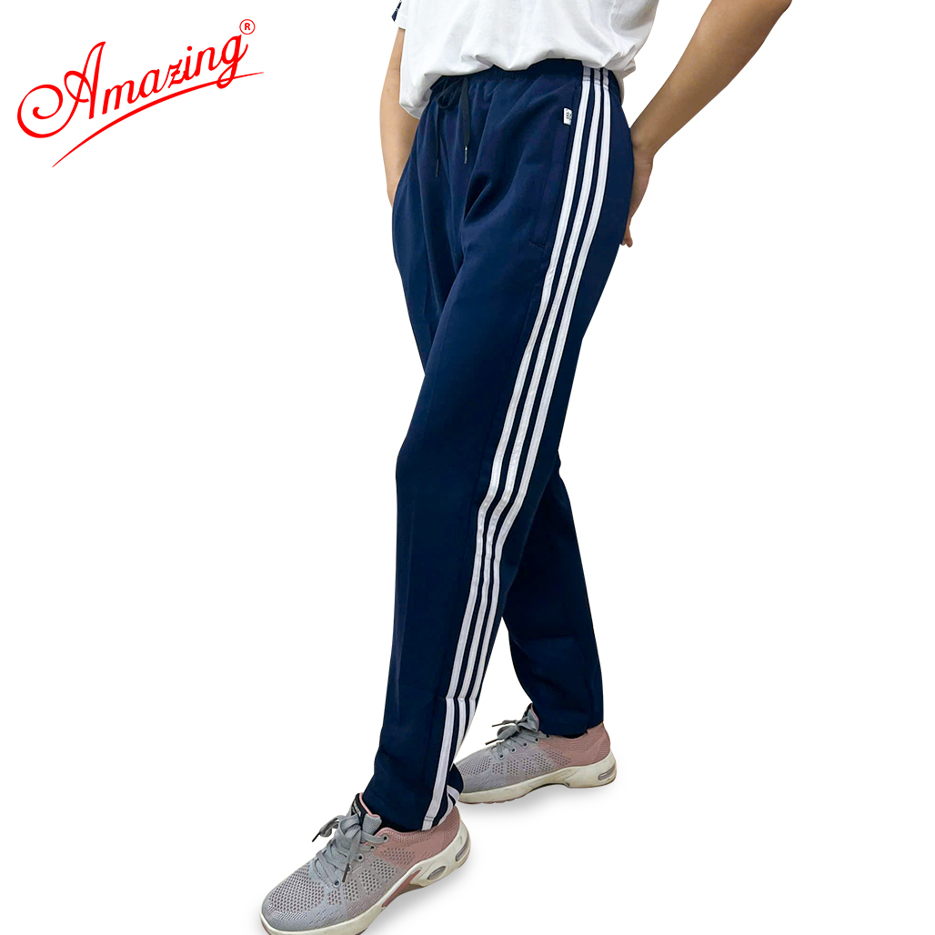 Quần thun thể dục 3 sọc, vải co giãn 4 chiều, dày mình, nặng tay, form body, bé trai, bé gái đều mặc được, hiệu Amazing