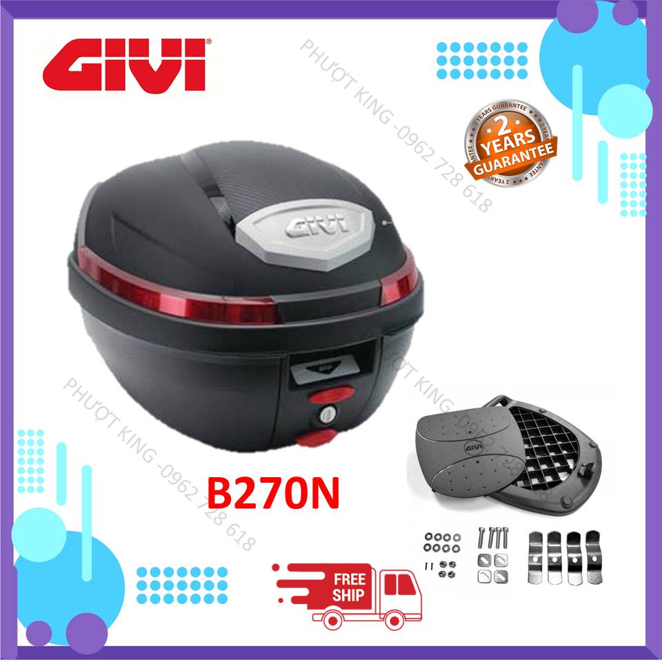 Thùng sau givi mẫu b270n tặng kèm đế mp60n - b270n