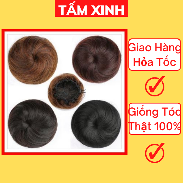 Tóc giả búi củ tỏi tròn đẹp, búi tóc giả trung niên - BÚI CỦ TỎI