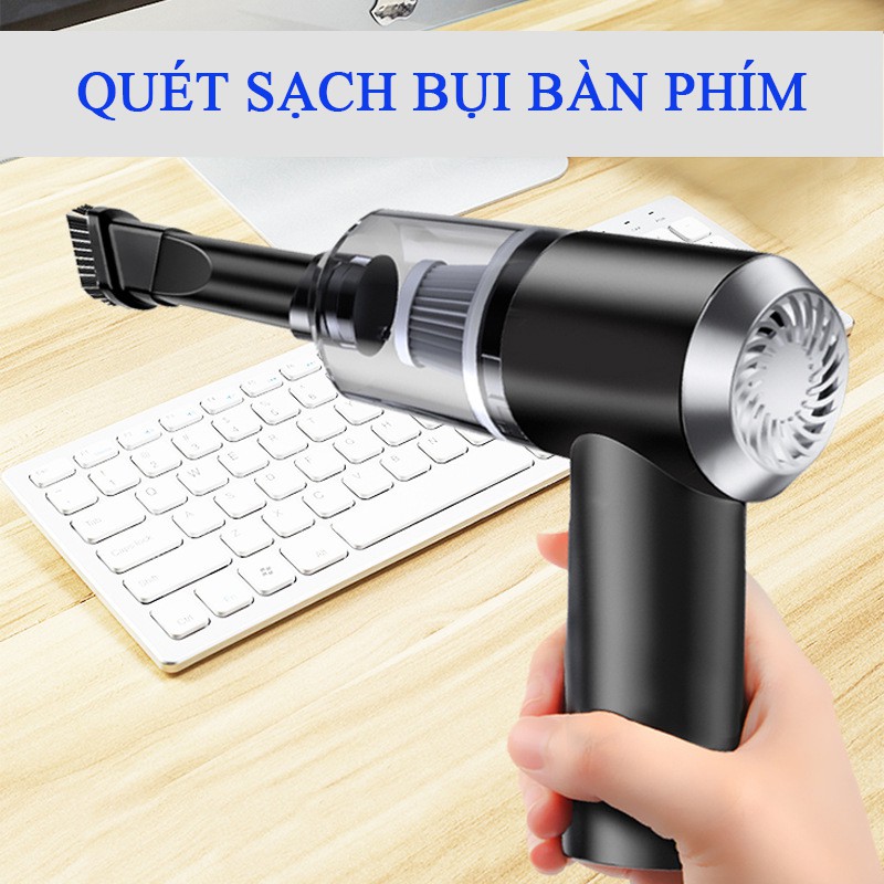 Máy hút bụi cầm tay mini không dây siêu tiện lợi, hút bụi xe ô tô, giường nệm lông chó mèo đa chức năng