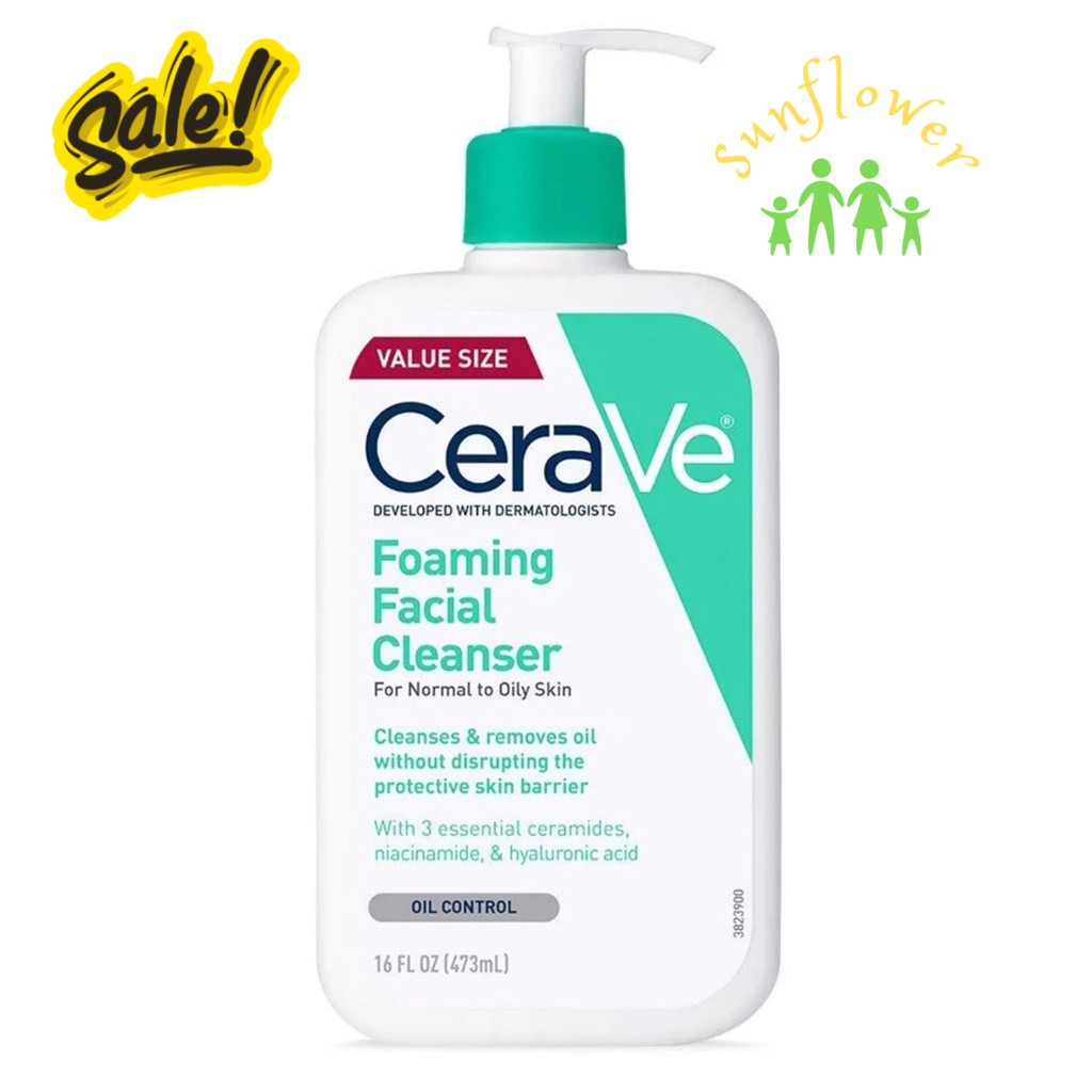 Sữa rửa mặt cho da thường và da dầu cerave foaming facial cleanser 473ml của mỹ