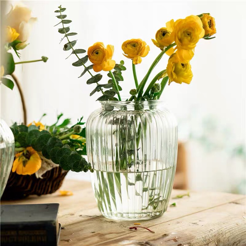Bình hoa thủy tinh chum thắt nơ- bình bông lọ cắm hoa trang trí