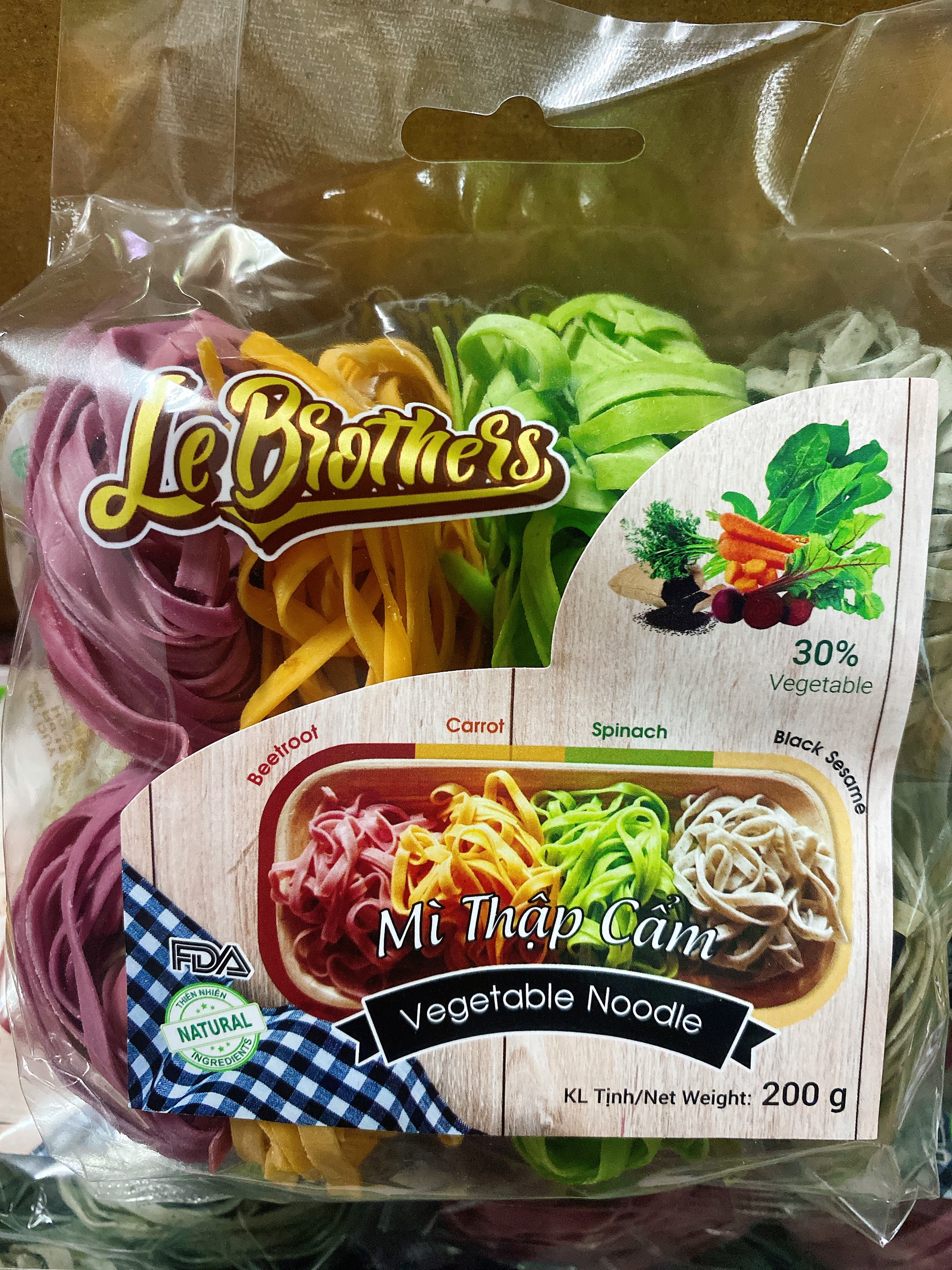 Mì rau củ thập cẩm tứ vị-Mì rau củ hữu cơ-Mì tươi không chiên-Mì rau củ Le Brothers