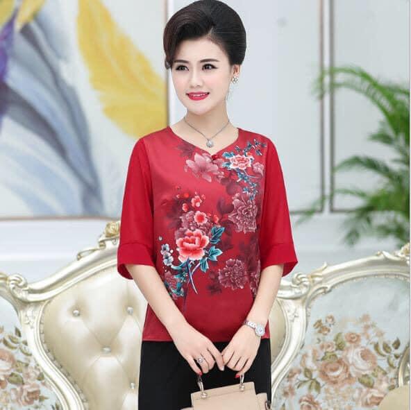 Bộ quần áo cho mẹ / Bộ đồ ống rộng cho mẹ / Quần áo tặng mẹ U50 / Thời trang mùa hè cho mẹ