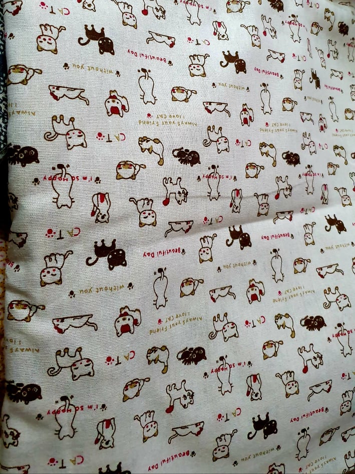 Vải canvas vải bố mẫu mèo happy