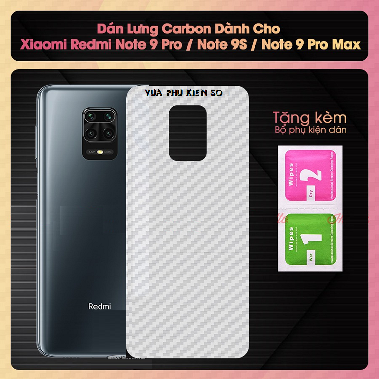 Dán carbon xiaomi redmi note 9 , note 9 pro , note 9s , note 9 pro max chống bám vân tay